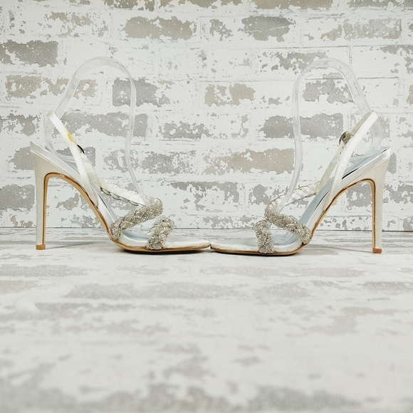 New Nine West Talip Ivory Glass Stone Embellished Heels D487 - Picture 7 of 15